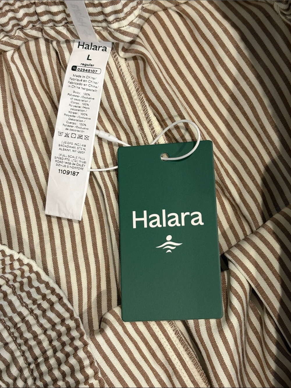 New HALARA High-Waisted Drawstring Striped Linen-Feel - Picture 10 of 14